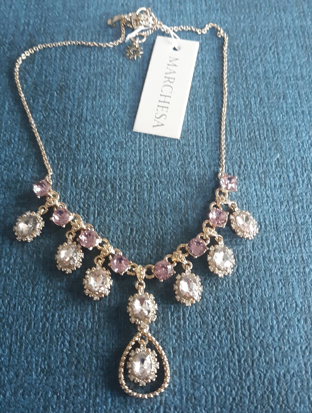 New Marchesa Pink Crystal Statement necklace